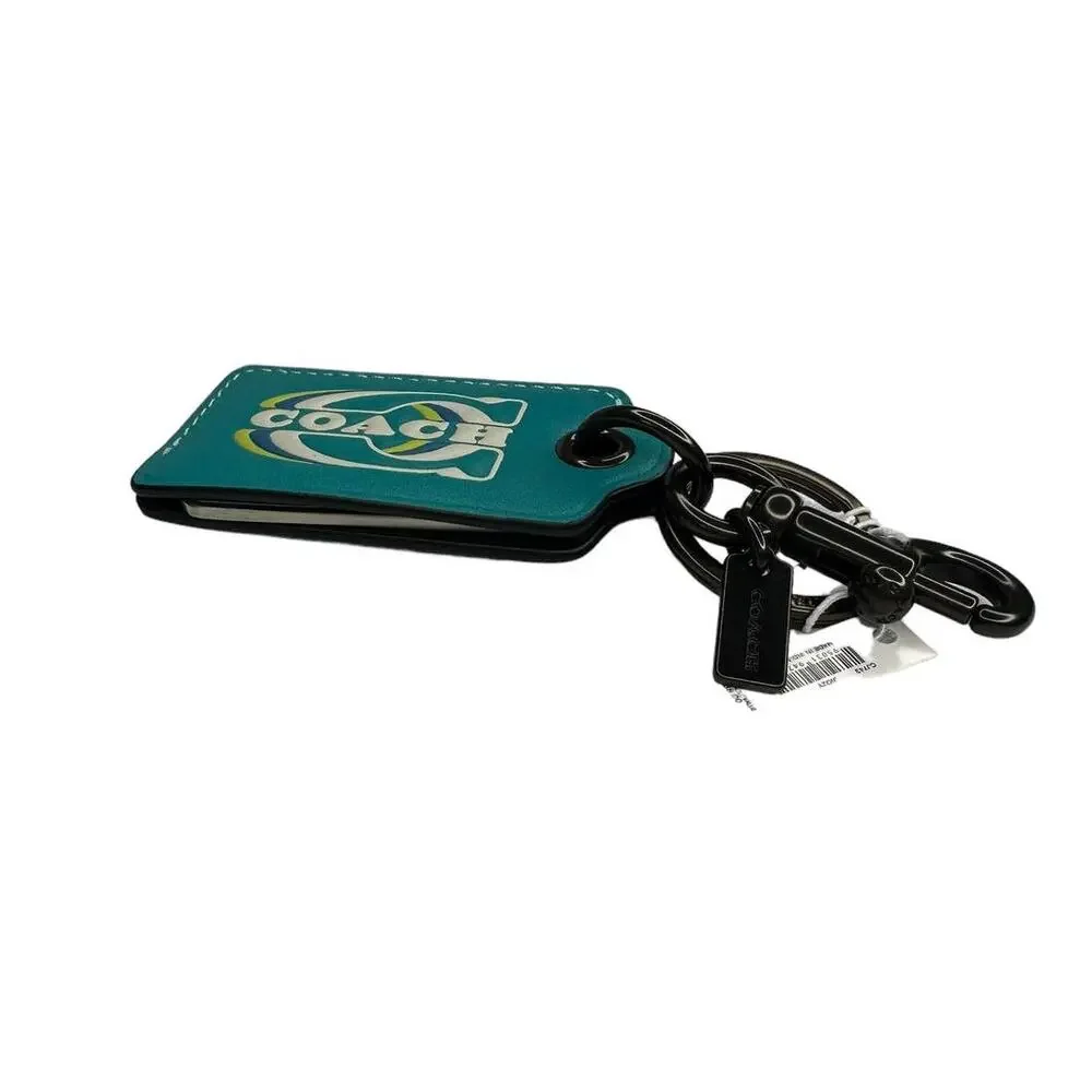 Coach Bottle Opener Key Fob With Coach Stamp Teal